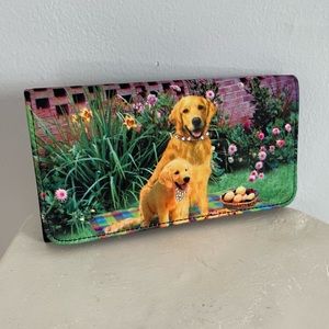 Golden Retriever Mom and Puppy Dog Wallet w Rhinestones Collars NWOT Trifold